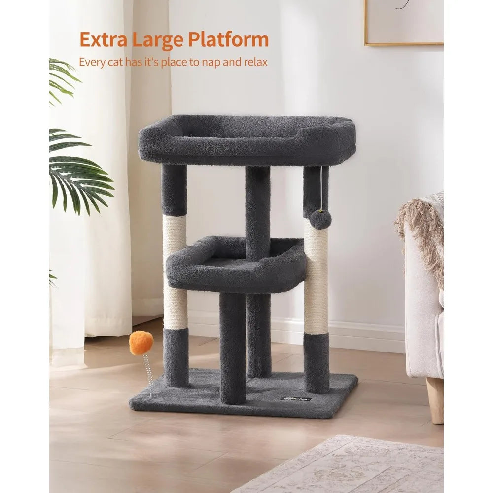 27.6" Small Cat Tree Tower with Condo & Sisal Post