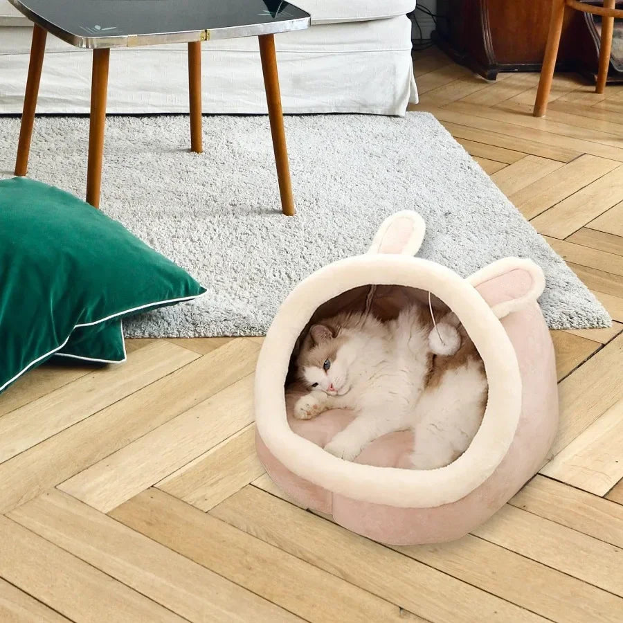 Pink Cozy Pet Nest Bed with Soft Padding for Cats & Small Dogs