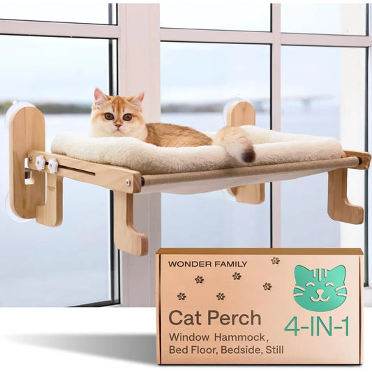 4-in-1 Elevated Cat Bed with Removable Cushion