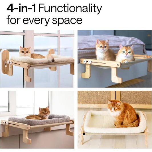 4-in-1 Elevated Cat Bed with Removable Cushion