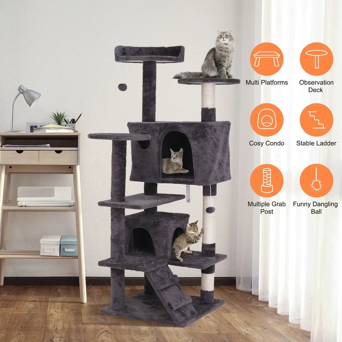 Multi-Level Cat Tree Tower with Cozy Condo & Perches