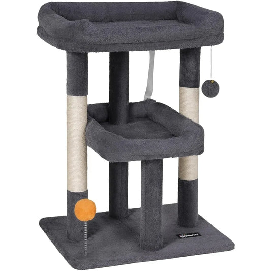 27.6" Small Cat Tree Tower with Condo & Sisal Post