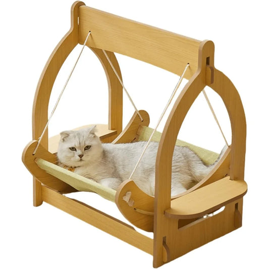 2-in-1 Wooden Cat Hammock & Pet Bed