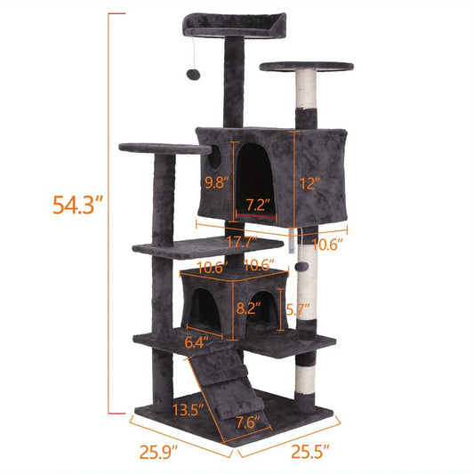 Multi-Level Cat Tree Tower with Cozy Condo & Perches
