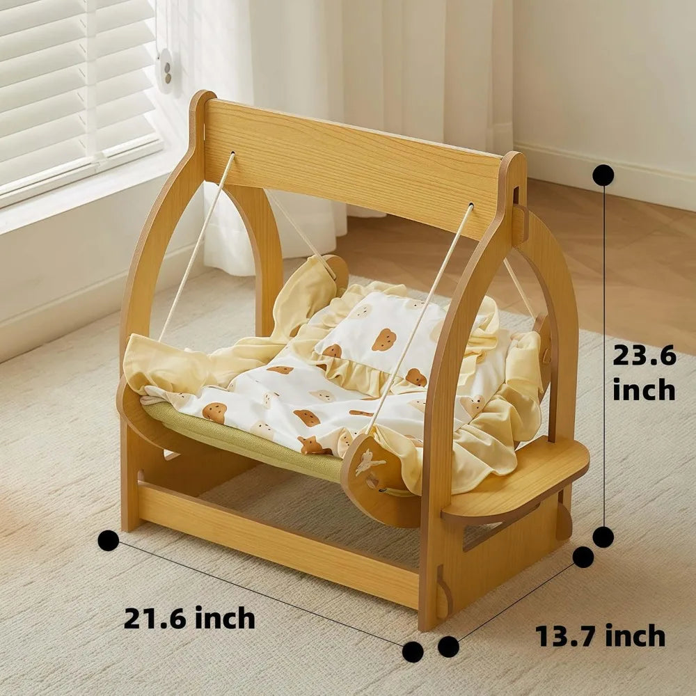 2-in-1 Wooden Cat Hammock & Pet Bed